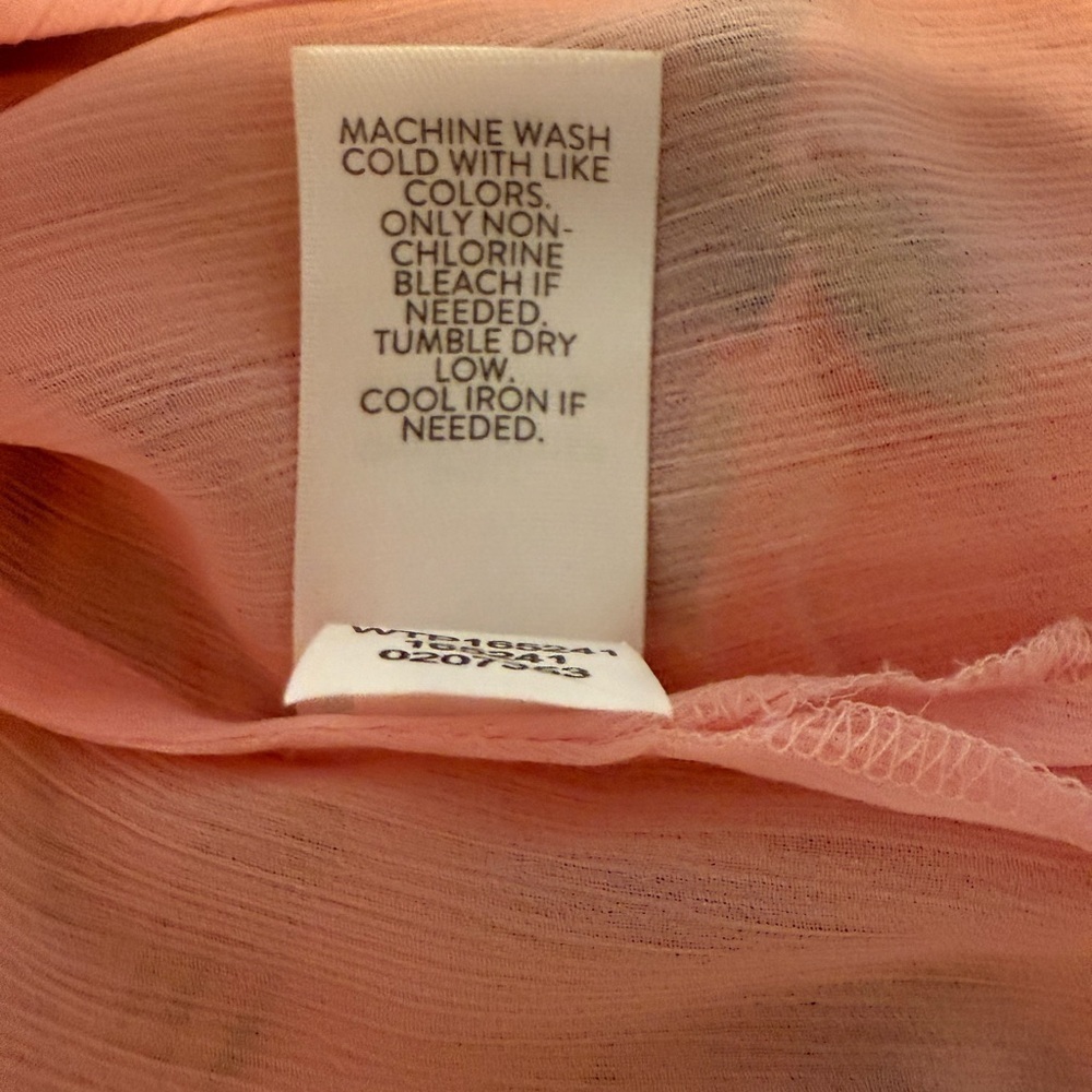 J Jill Womens Pink Tropical Floral Tunic Top Size XL Ruffle Tie Neck Bell Sleeve - Picture 6 of 9